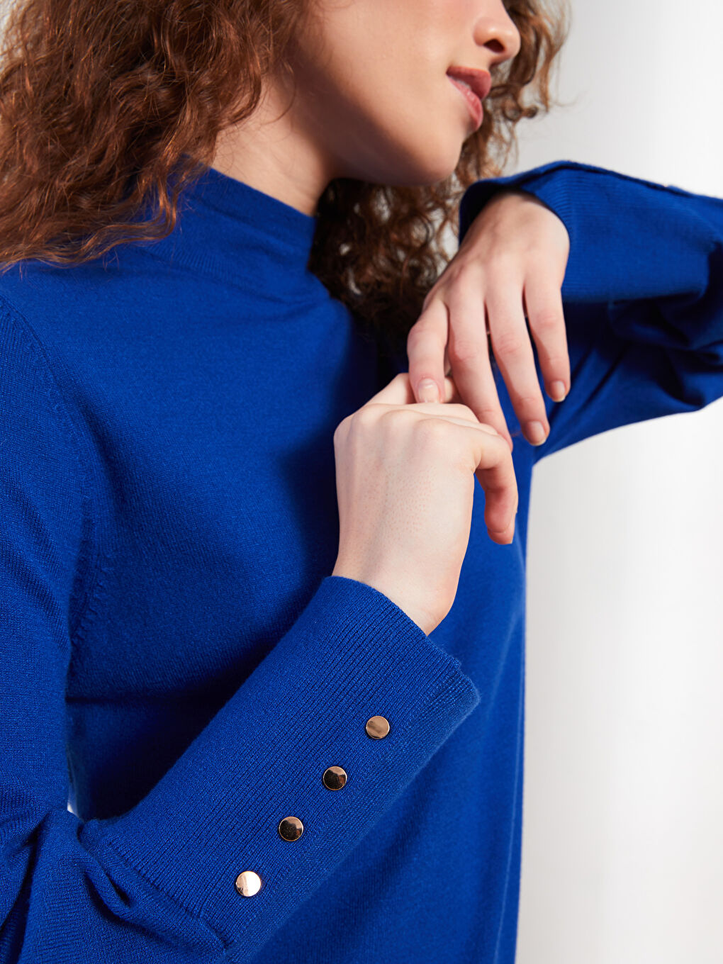 Funnel Neck Women's Knit Sweater-3