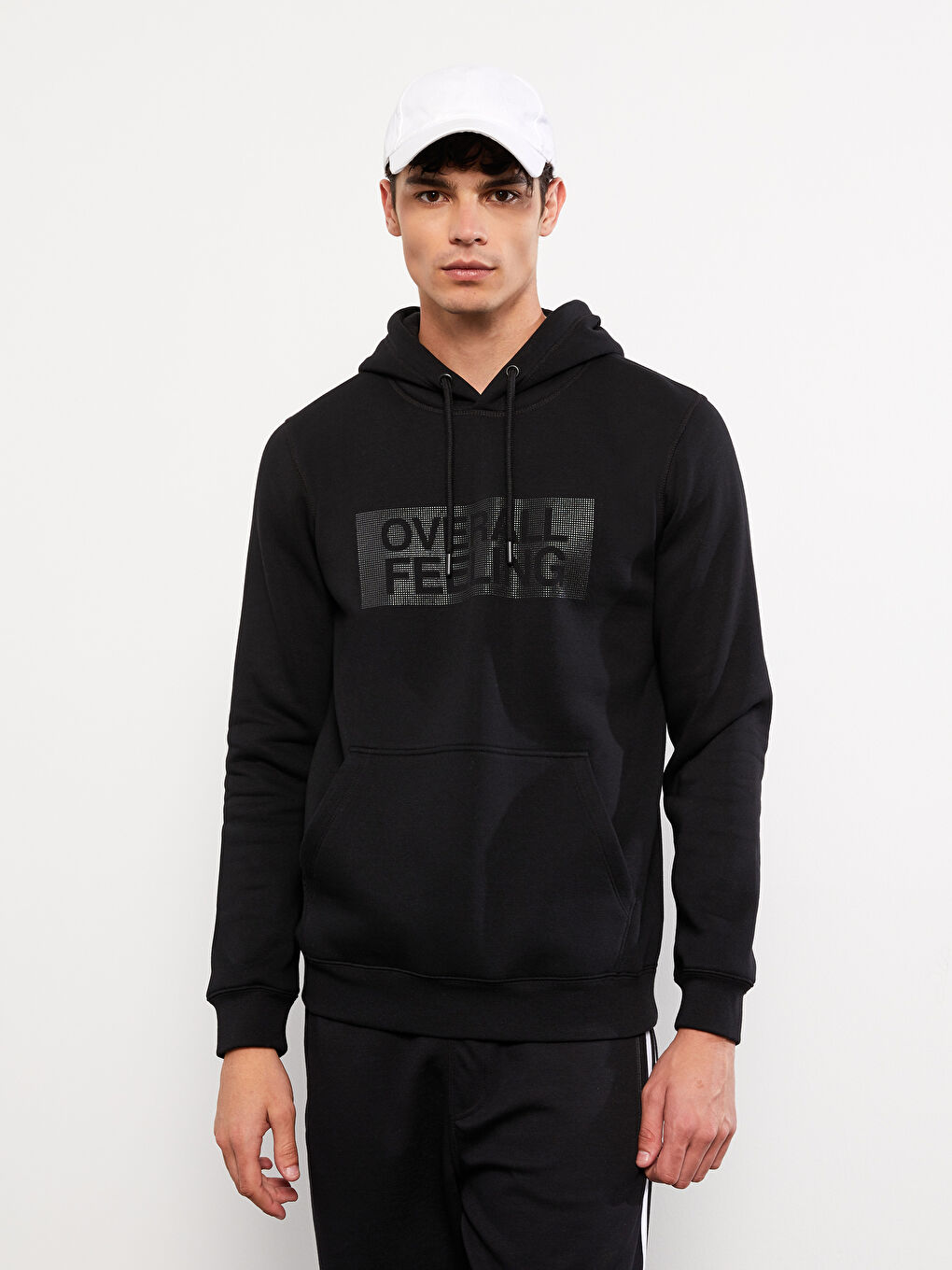 LCW Casual Yeni Siyah Uzun Kollu Baskılı Erkek Hoodie - 1