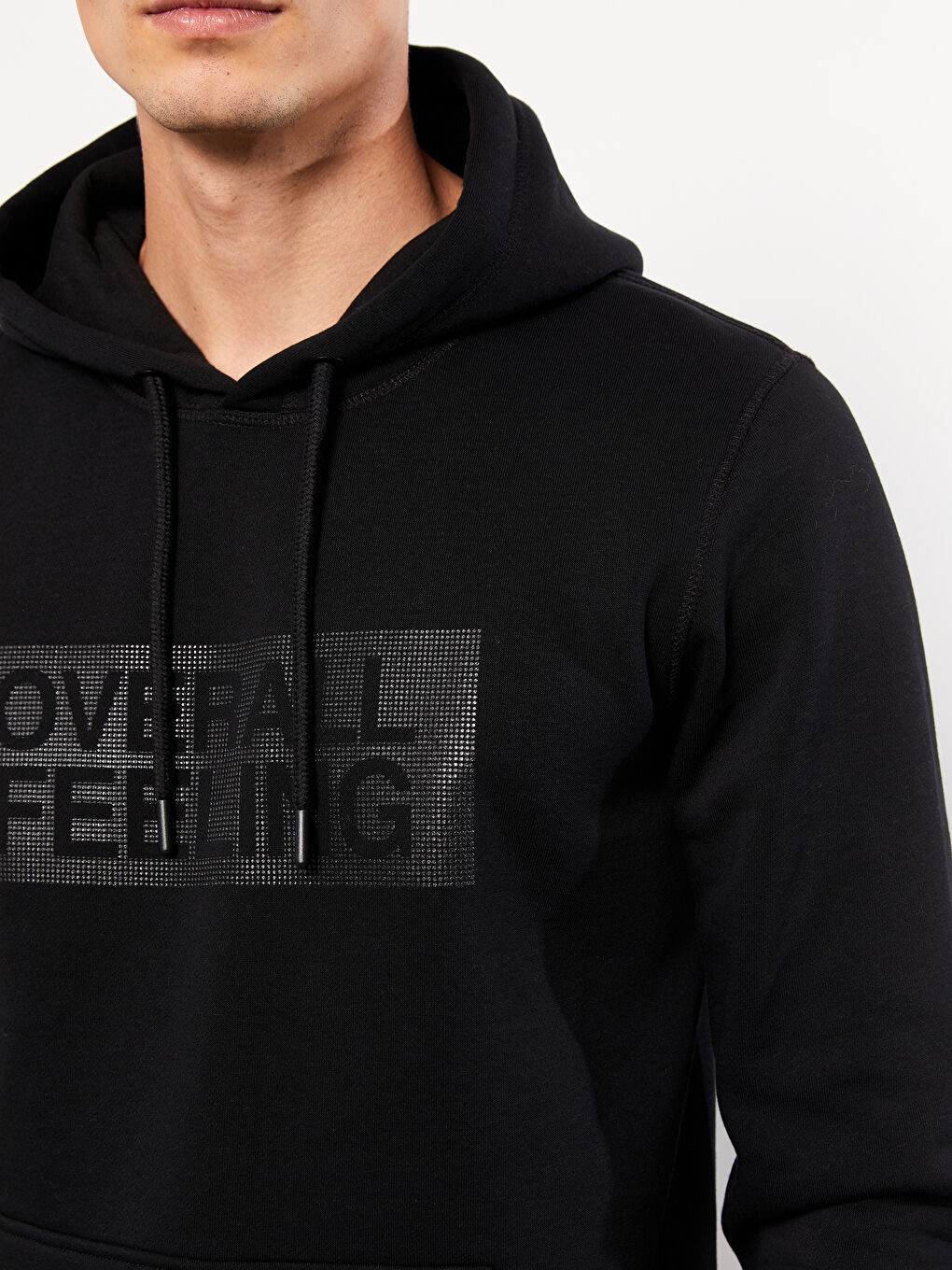 LCW Casual Yeni Siyah Uzun Kollu Baskılı Erkek Hoodie - 3