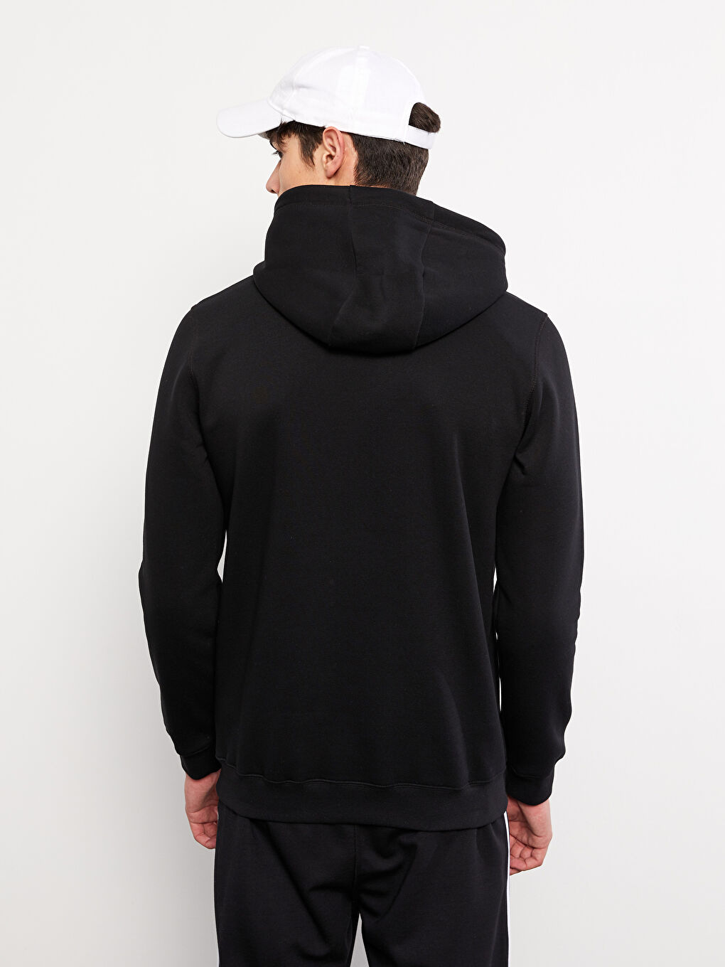 LCW Casual Yeni Siyah Uzun Kollu Baskılı Erkek Hoodie - 4