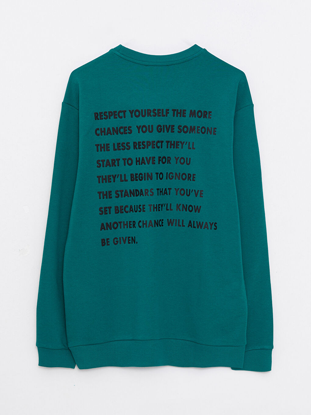 Yeşil Bisiklet Yaka Uzun Kollu Baskılı Erkek Sweatshirt-6