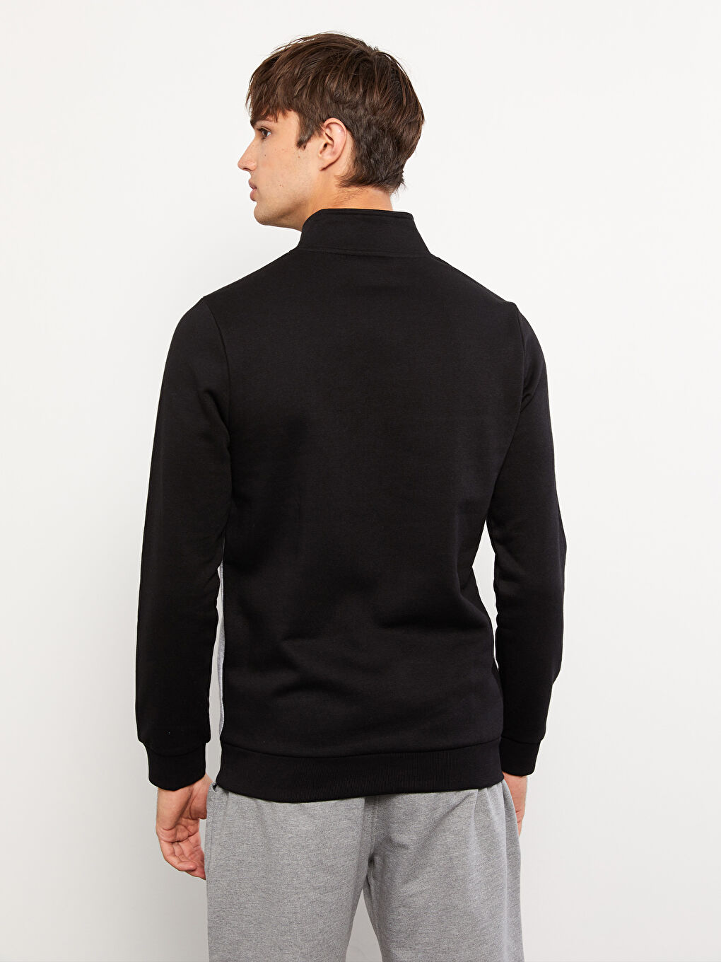 Funnel Neck Long Sleeve Color Block Men's Sweatshirt-4