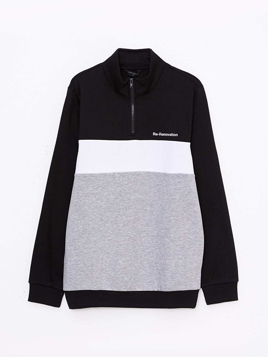 Funnel Neck Long Sleeve Color Block Men's Sweatshirt-5