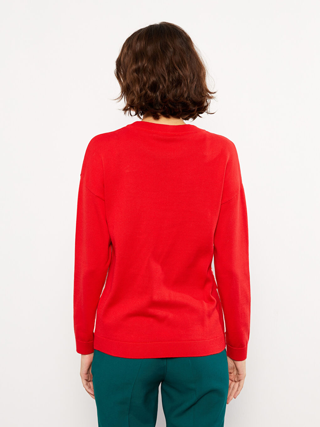 LCW Vision Rundhalsausschnitt Bedruckter Langarm Damen Strickpullover -W2CL34Z8-HC3