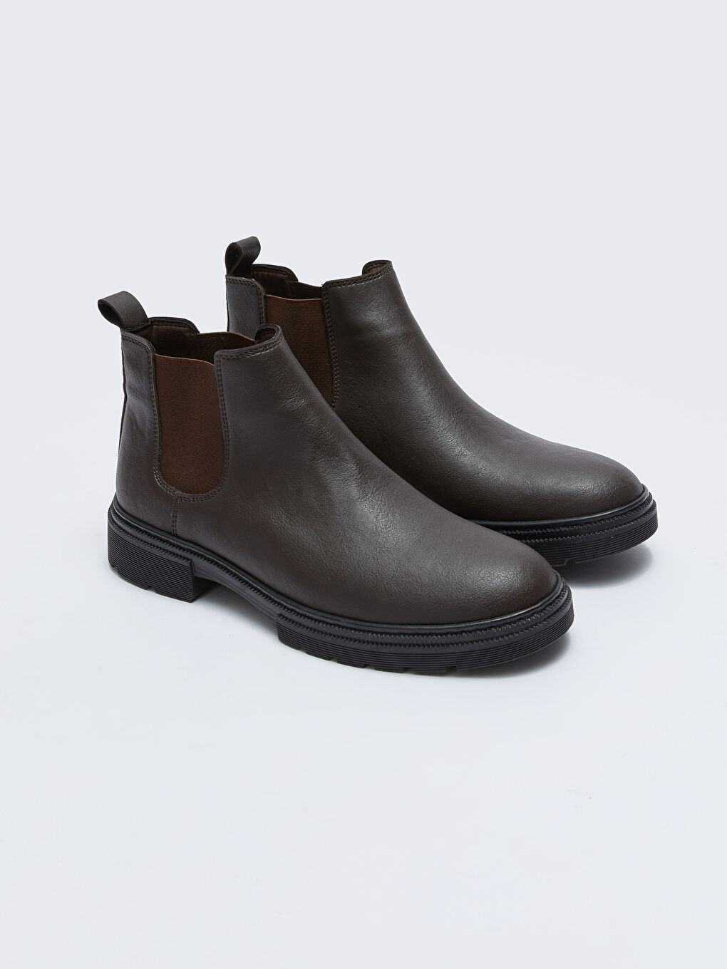 Leather Look Men's Boots With Elastic Sides