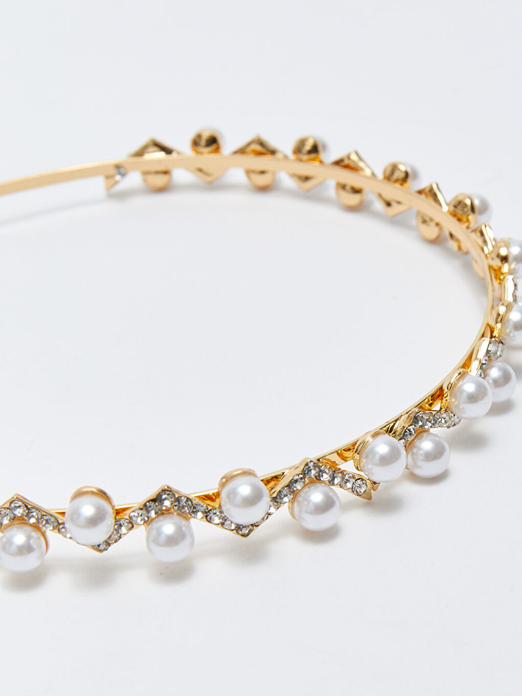 Karışık İnci ve Taş Dizilimli Kadın Taç-5