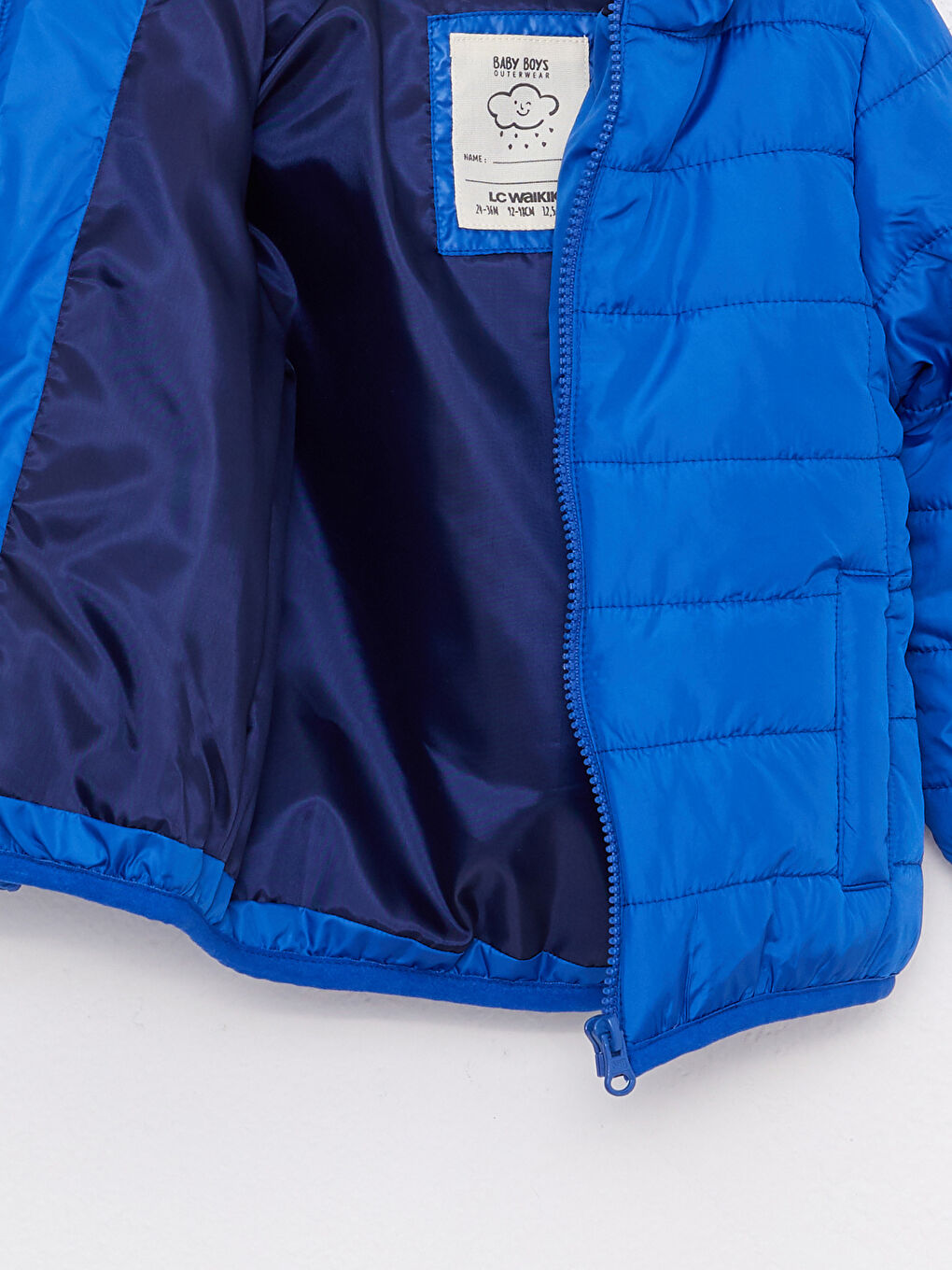 Mavi Kapüşonlu Uzun Kollu Erkek Bebek Mont-1