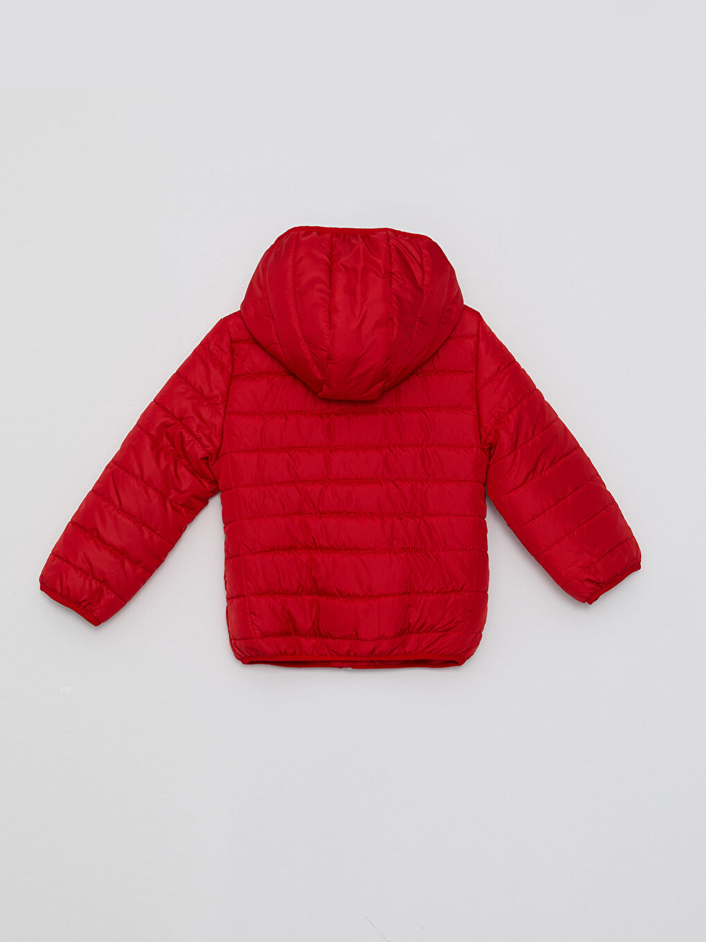 Kırmızı Kapüşonlu Uzun Kollu Erkek Bebek Mont-1