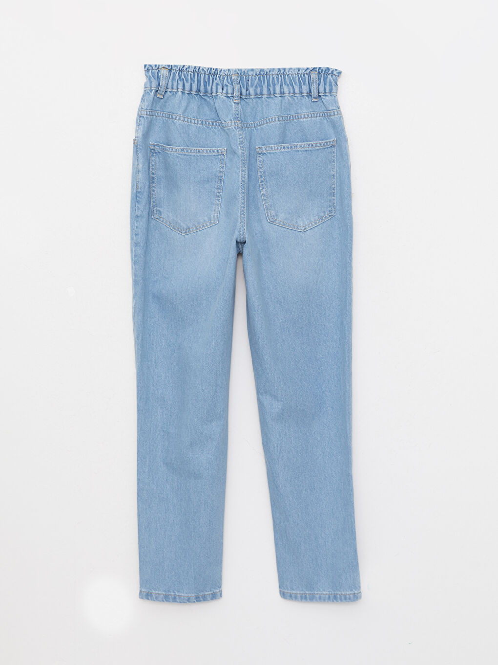 Women's High Waisted Relaxed Fit Regular Denim Trousers-6