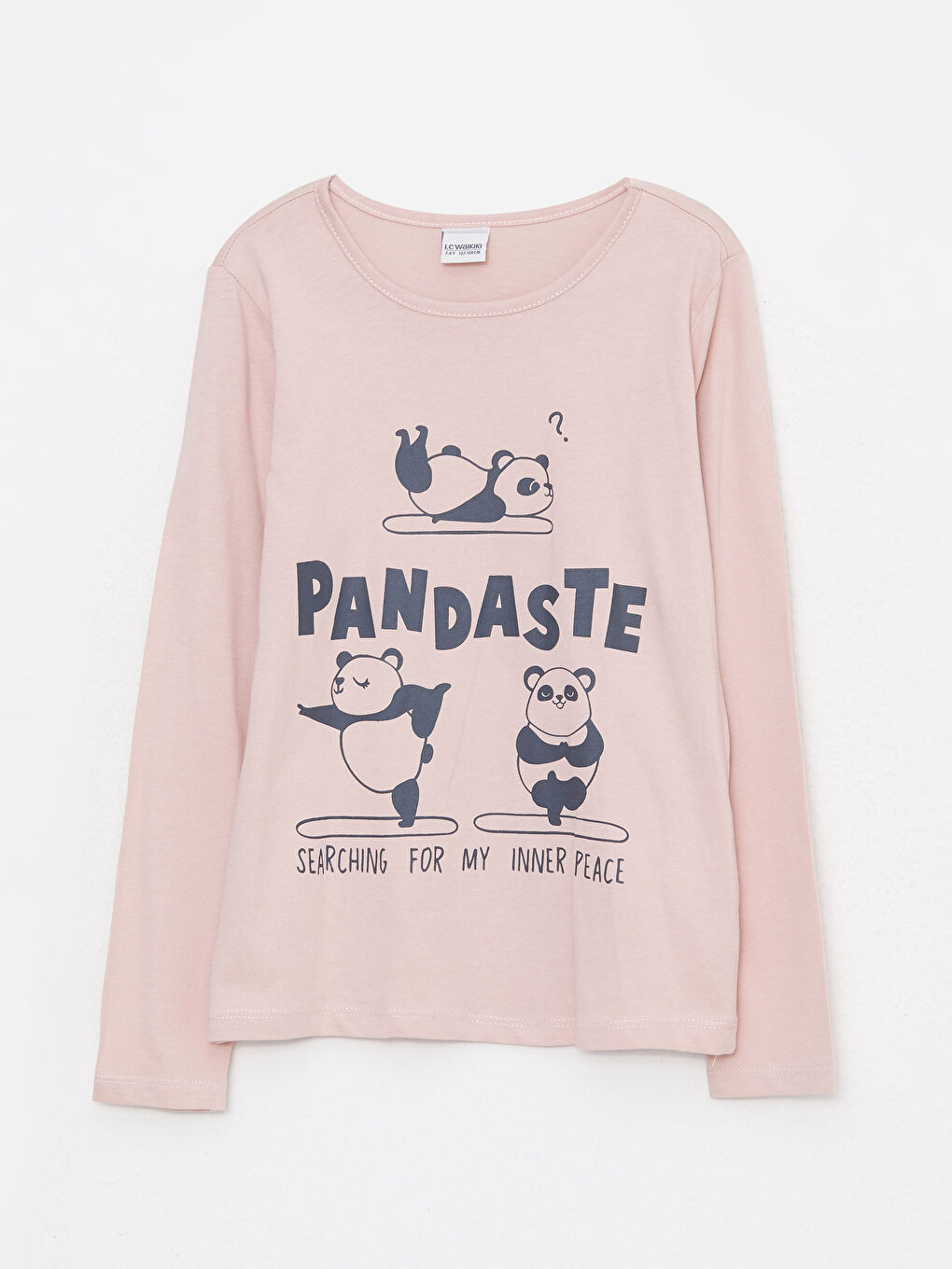 Футболка с круглым вырезом, с принтом, с длинным рукавом, хлопковая, для девочек