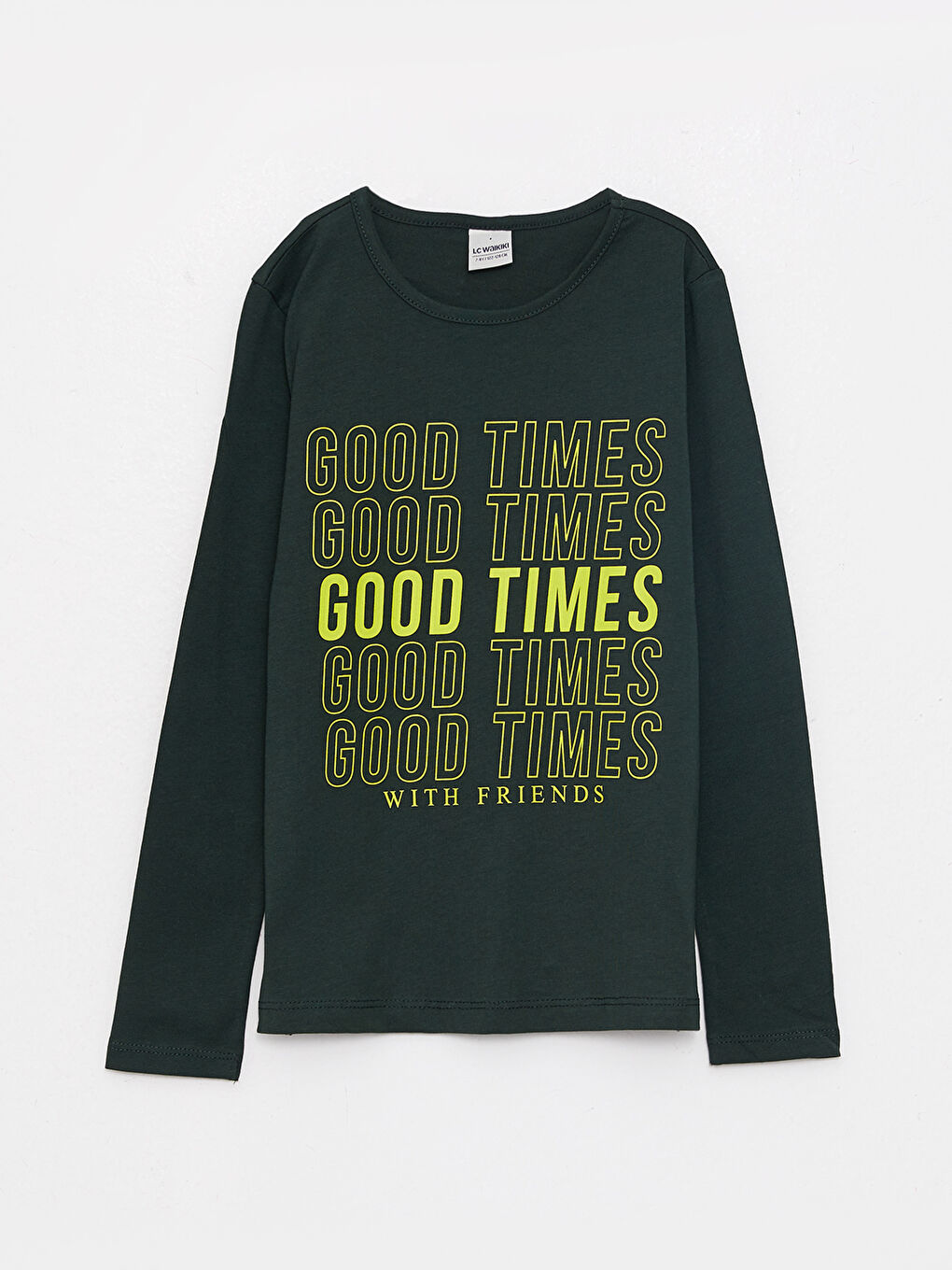 Тениска с кръгло деколте, отпечатана, с дълъг ръкав, памучна, за момичета