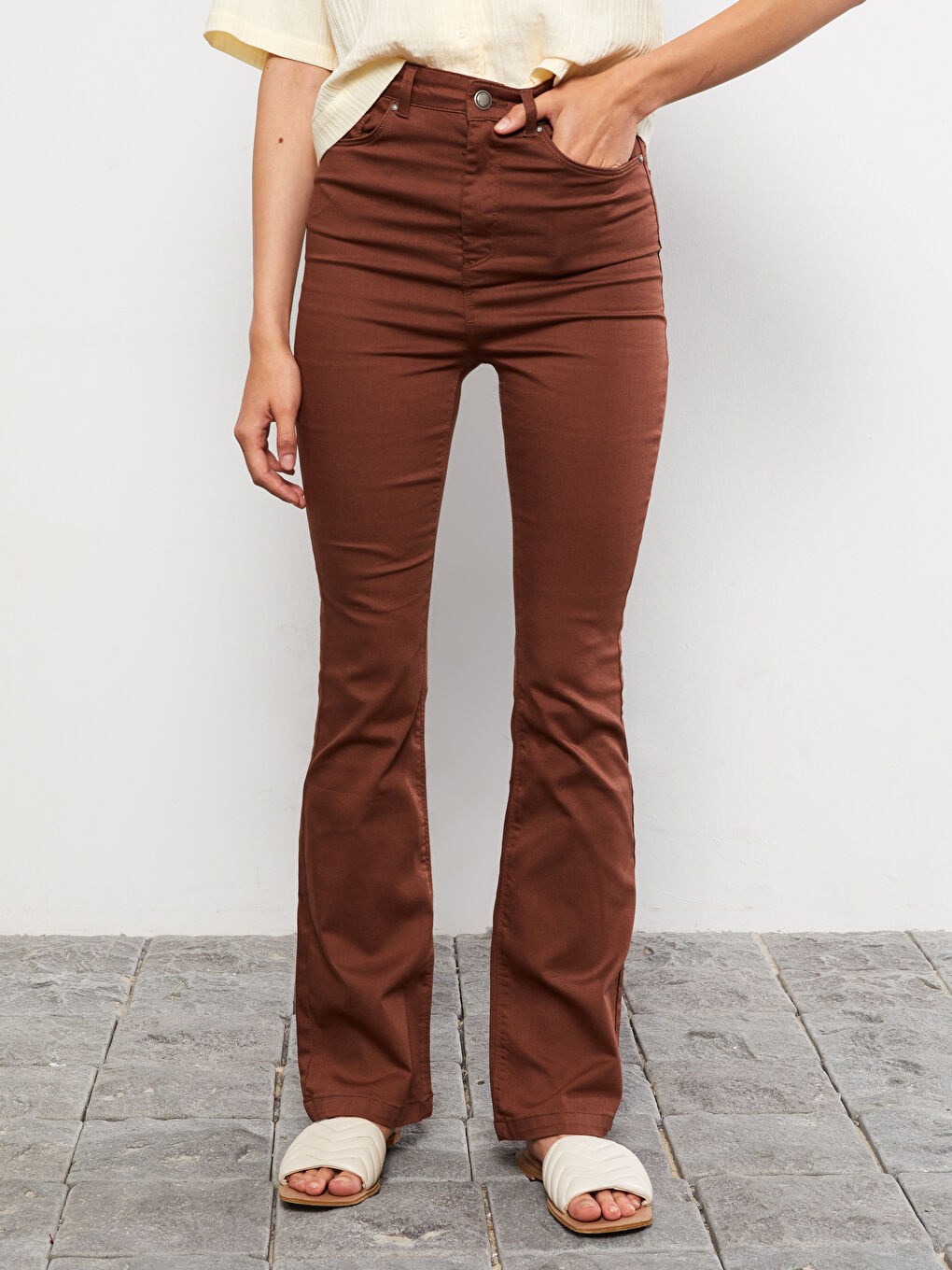 بنطلون وسط عالي رفيع واسع للسيدات-2