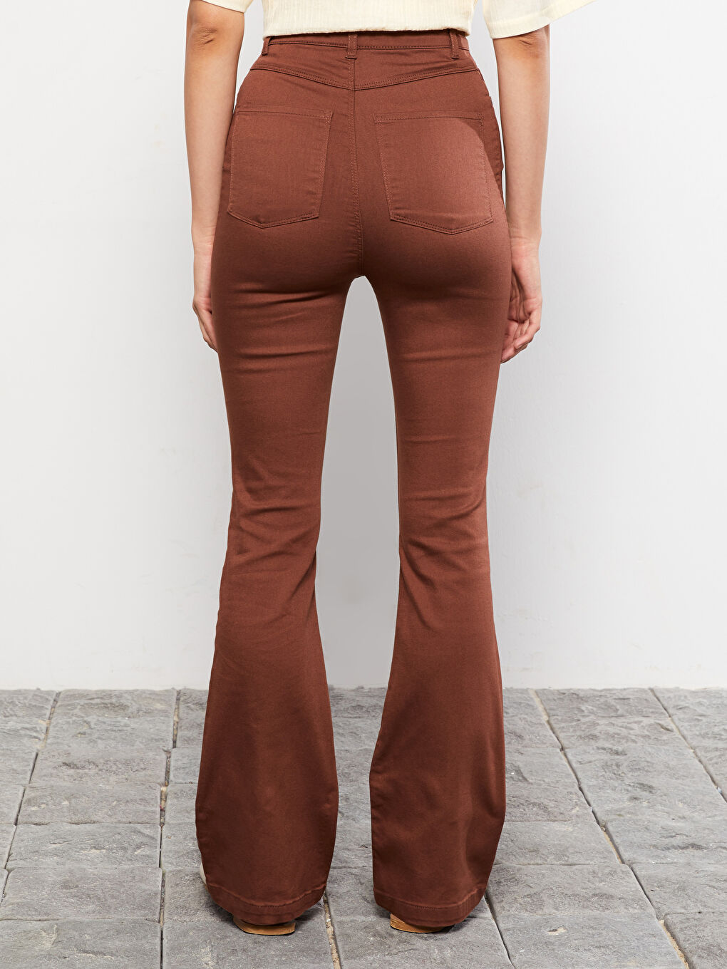 بنطلون وسط عالي رفيع واسع للسيدات-4