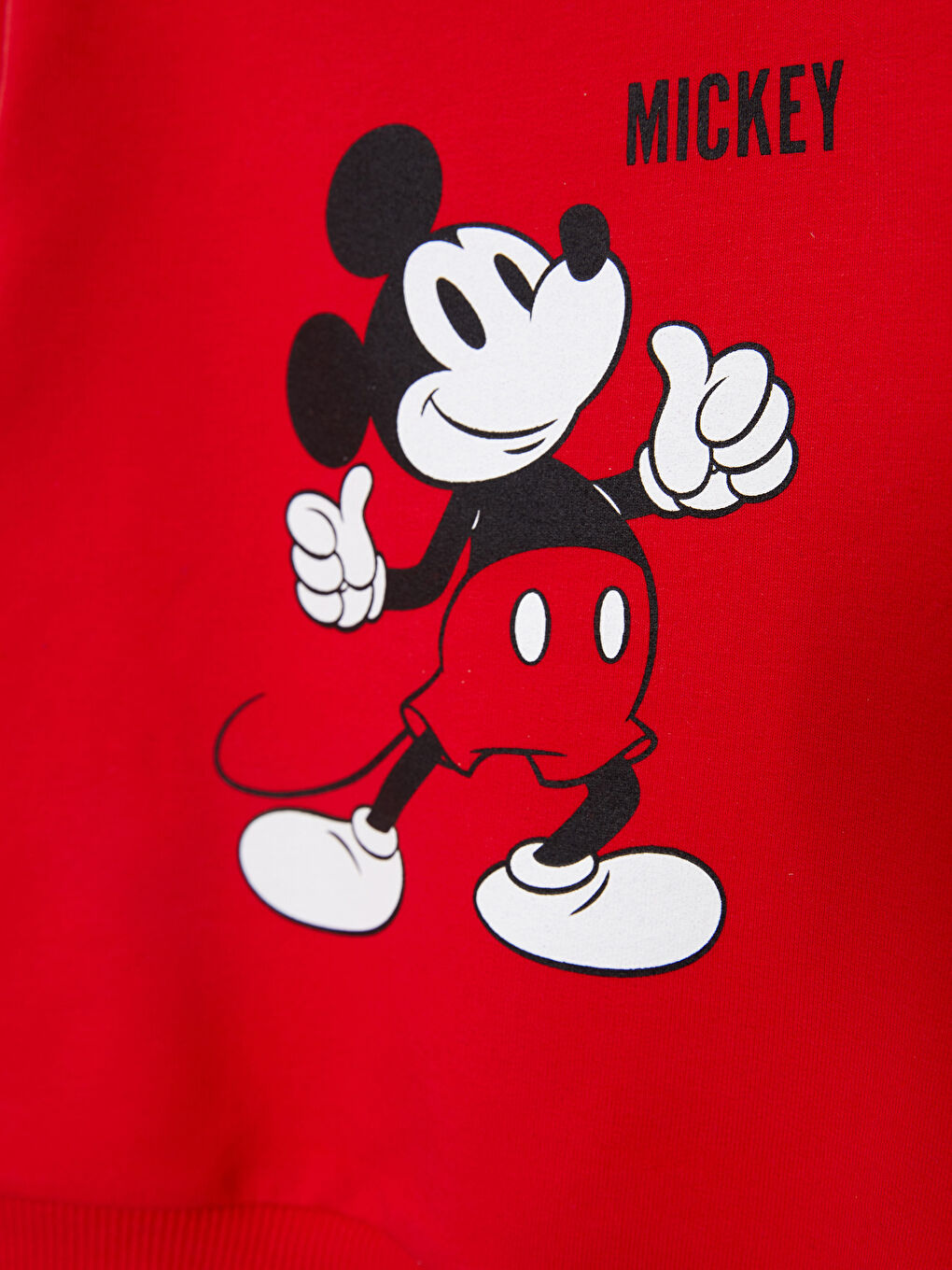 Kırmızı Bisiklet Yaka Uzun Kollu Mickey Mouse Baskılı Sweatshirt ve Eşofman Alt Erkek Bebek 2'li Takım-2