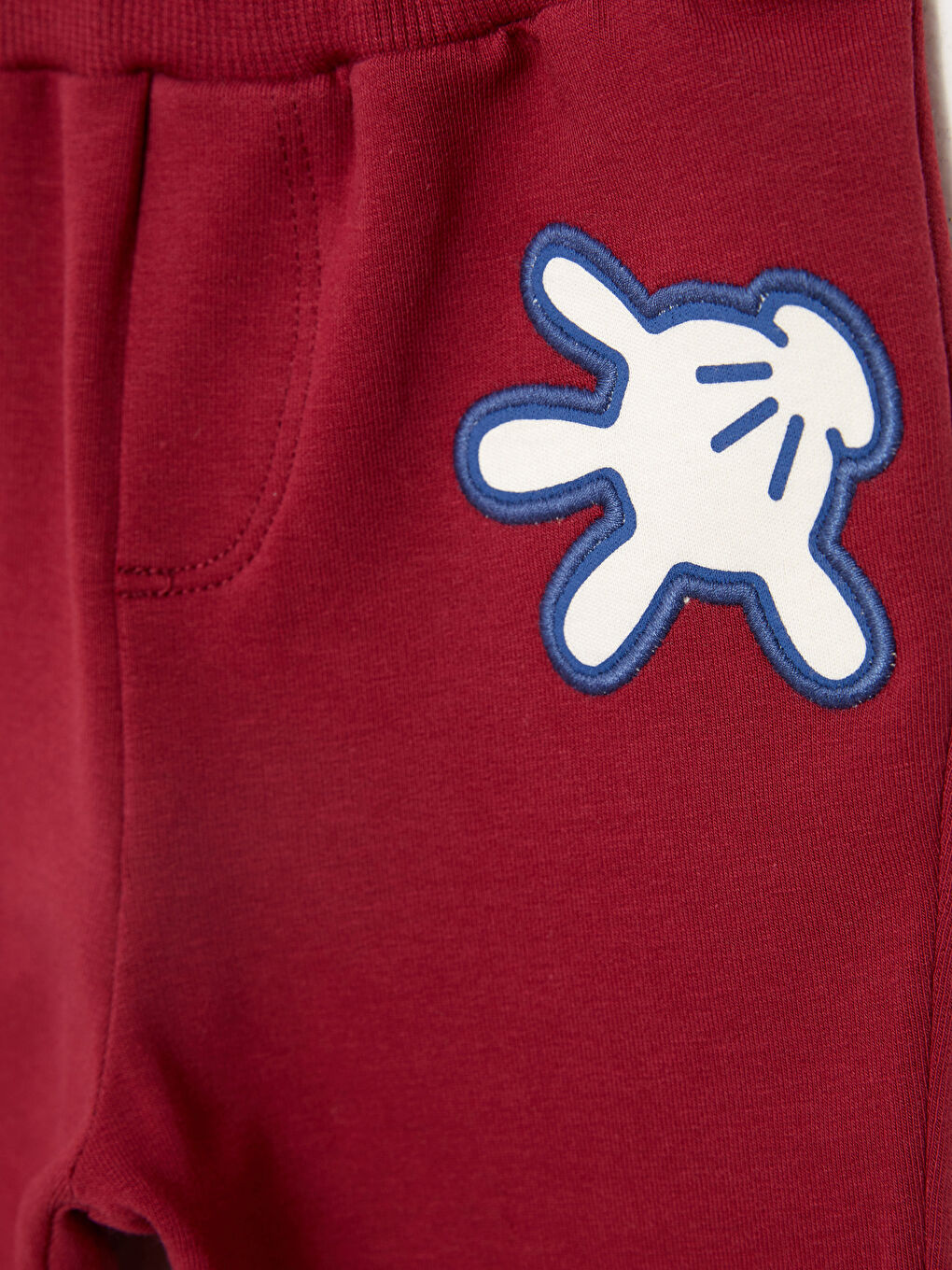 Bordo Bisiklet Yaka Uzun Kollu Mickey Mouse Baskılı Sweatshirt ve Eşofman Alt Erkek Bebek 2'li Takım-2