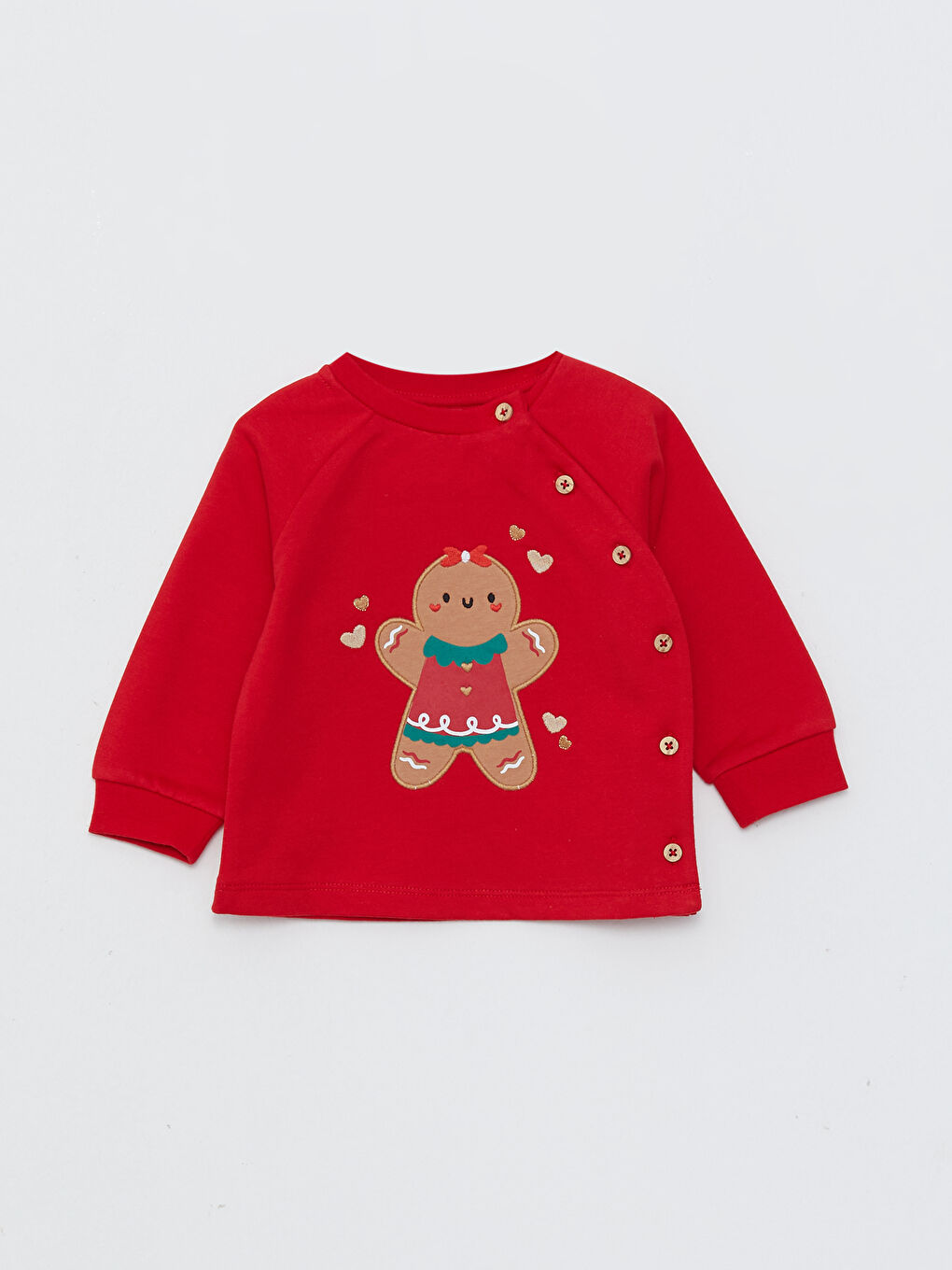 Kırmızı Bisiklet Yaka Uzun Kollu Baskılı Kız Bebek Hırka ve Pantolon 2'li Takım-1