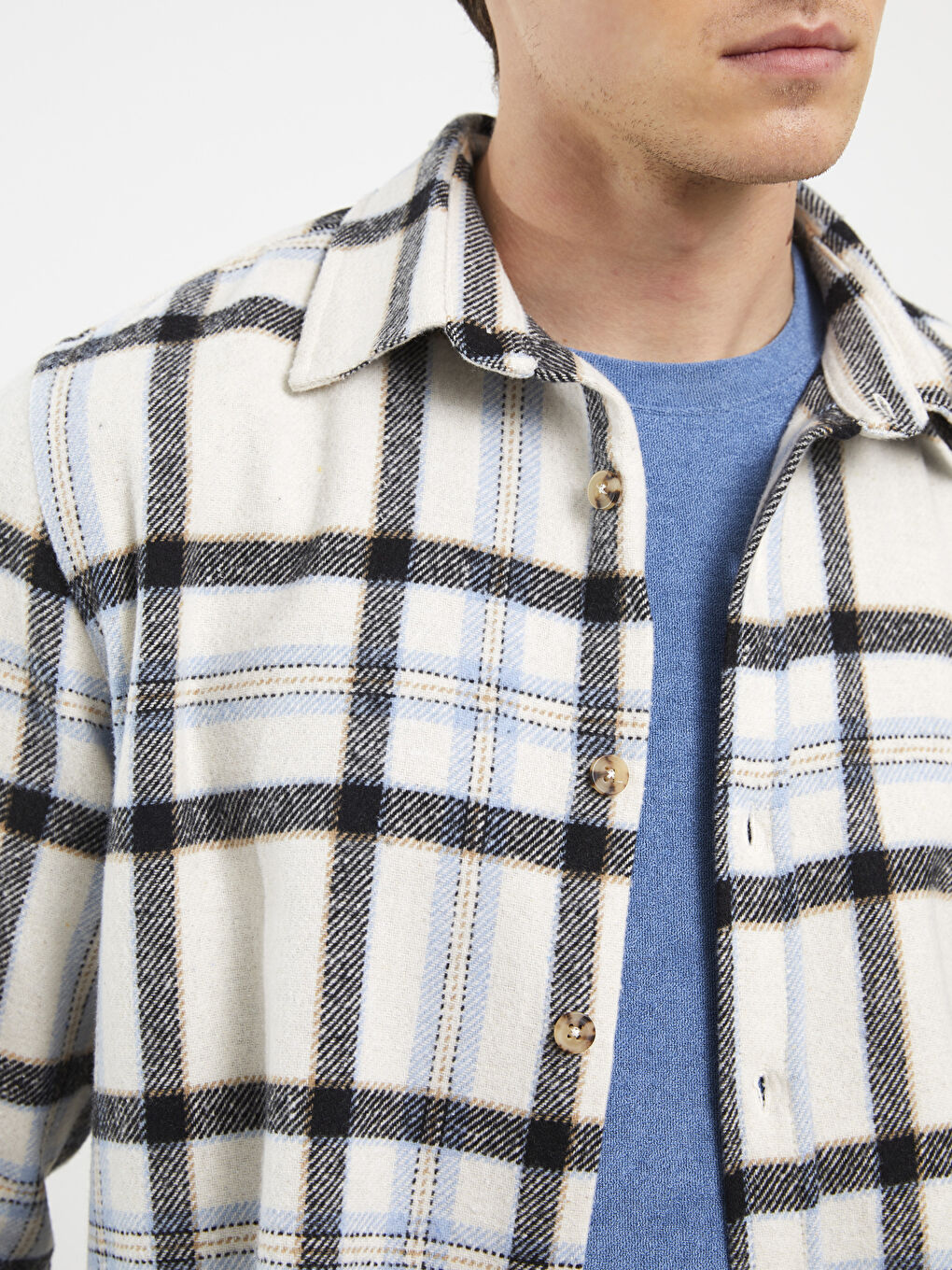 XSIDE Regular Fit Long Sleeve Plaid Men's Shirt Jacket -W2CM60Z8-LPT