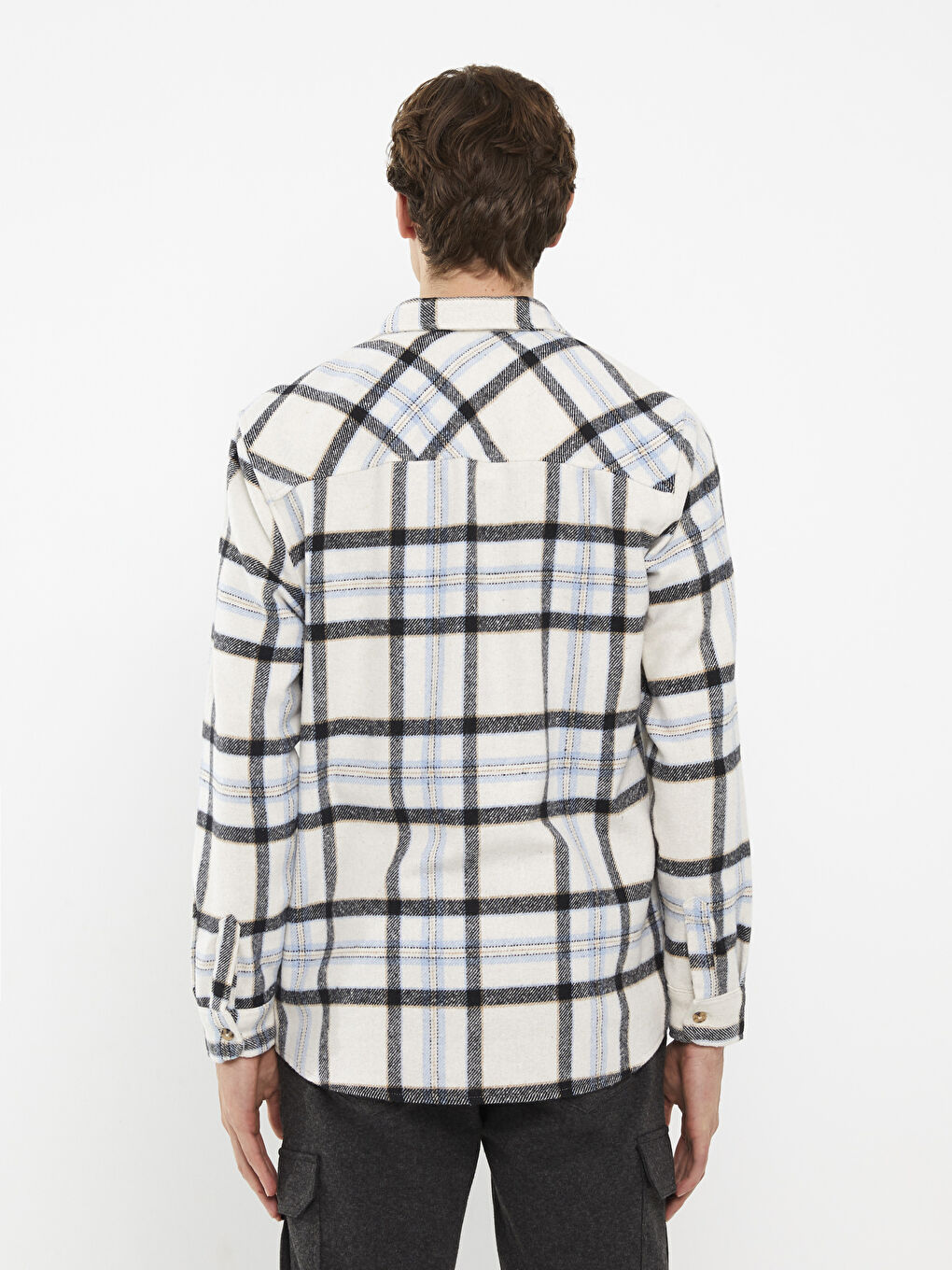 XSIDE Regular Fit Long Sleeve Plaid Men's Shirt Jacket -W2CM60Z8-LPT