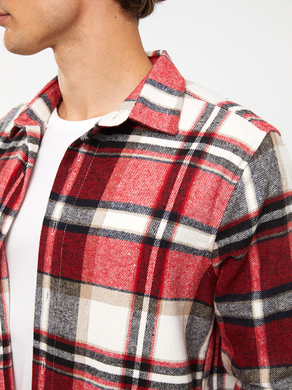 Regular Fit Long Sleeve Plaid Men's Flannel Shirt Jacket -W2CM64Z8-LPA