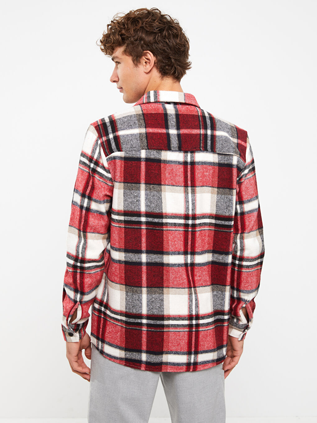Regular Fit Long Sleeve Plaid Men's Flannel Shirt Jacket -W2CM64Z8-LPA