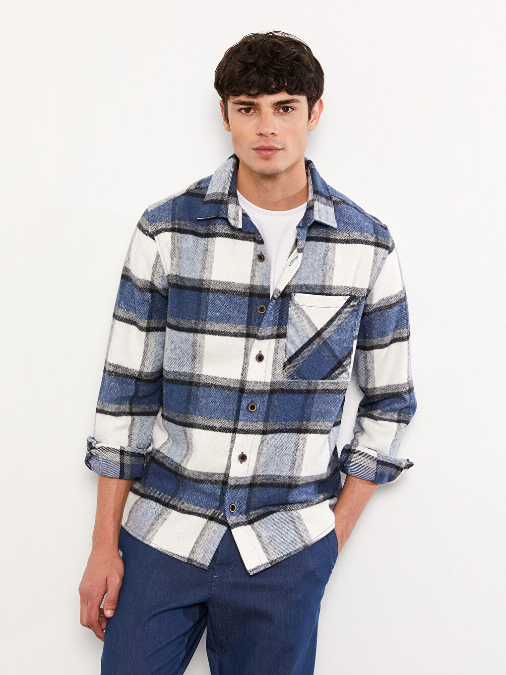 トップス K.H XSIDE Regular Fit Long Sleeve Plaid Men's Flannel Shirt