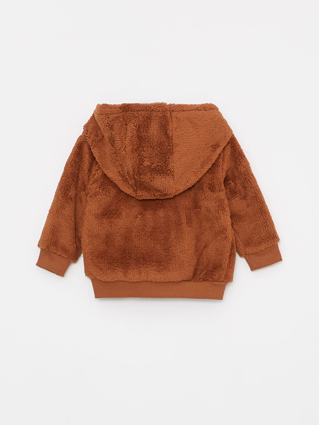 Kahverengi Kapüşonlu Uzun Kollu Nakışlı Erkek Bebek Hırka Pantolon Takım 2'li-3