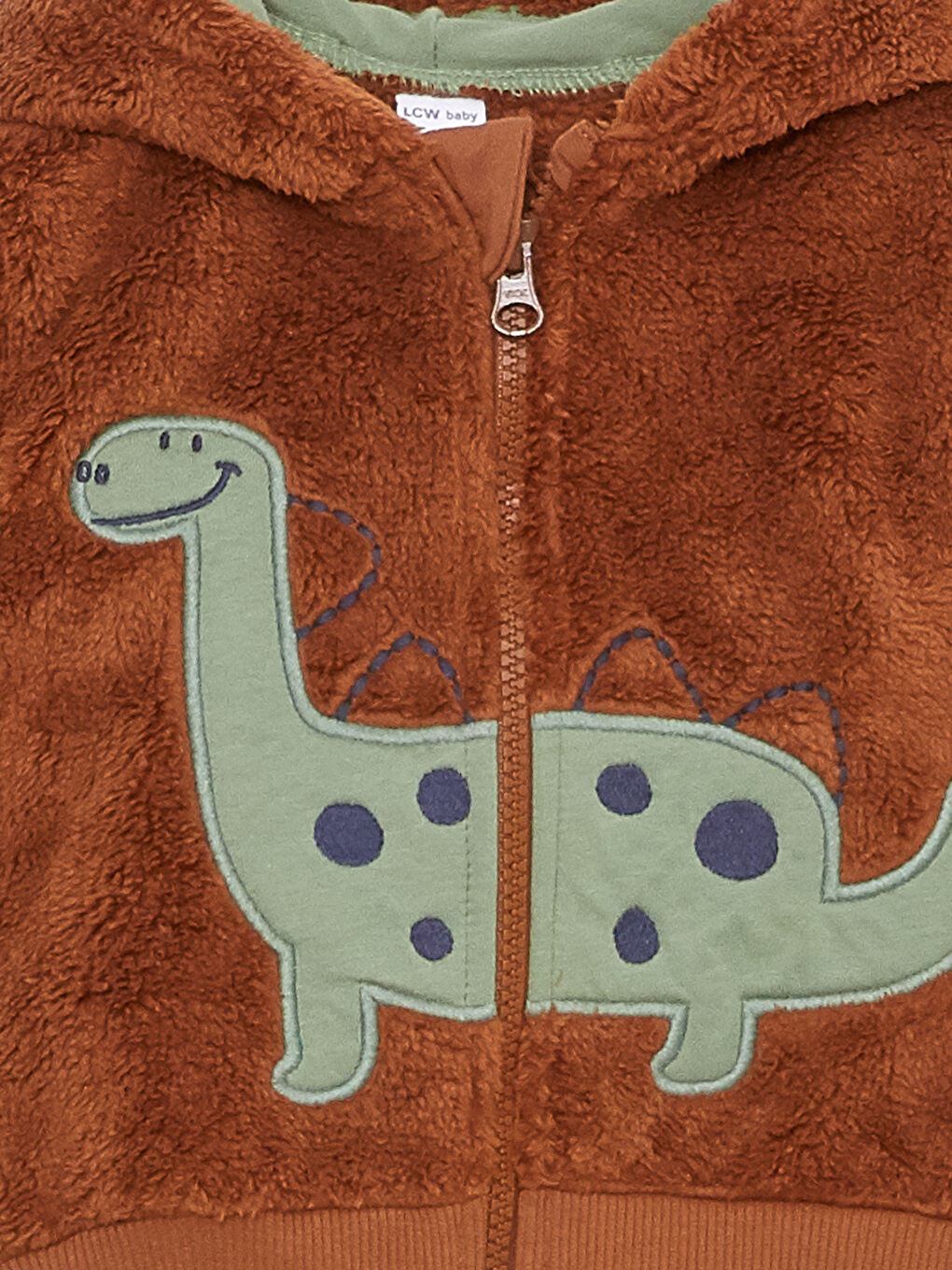 Kahverengi Kapüşonlu Uzun Kollu Nakışlı Erkek Bebek Hırka Pantolon Takım 2'li-5