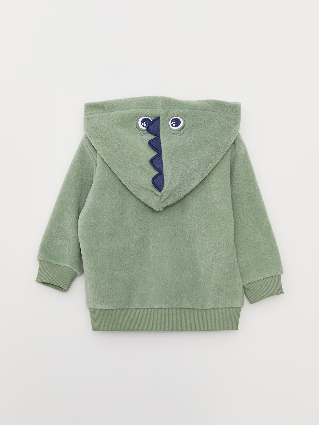 Yeşil Kapüşonlu Uzun Kollu Erkek Bebek Polar Eşofman Takımı-4