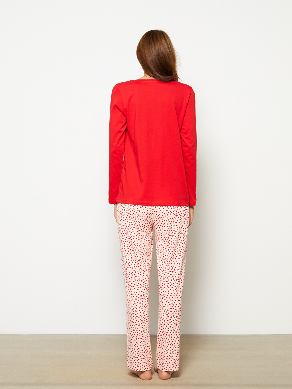 Crew Neck Patterned Long Sleeve Women's Pyjama Set-4
