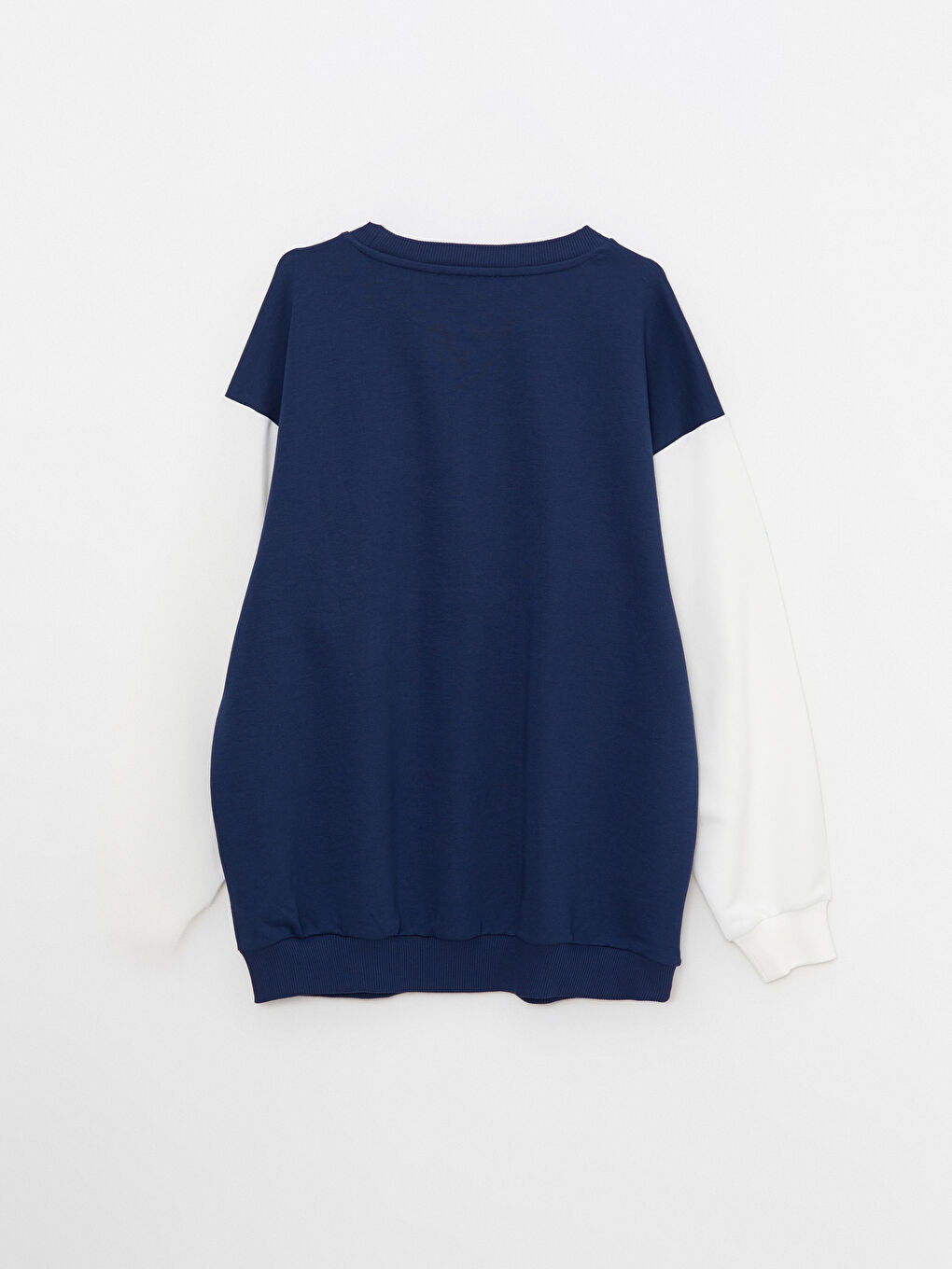 Lacivert Bisiklet Yaka Baskılı Uzun Kollu Kadın Sweatshirt-6