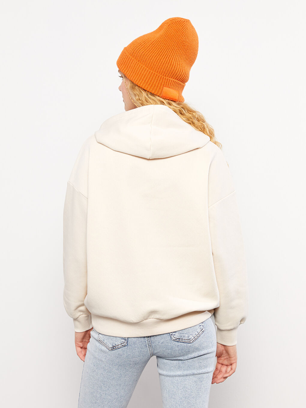 Отпечатан плътен суитшърт с качулка за жени-4