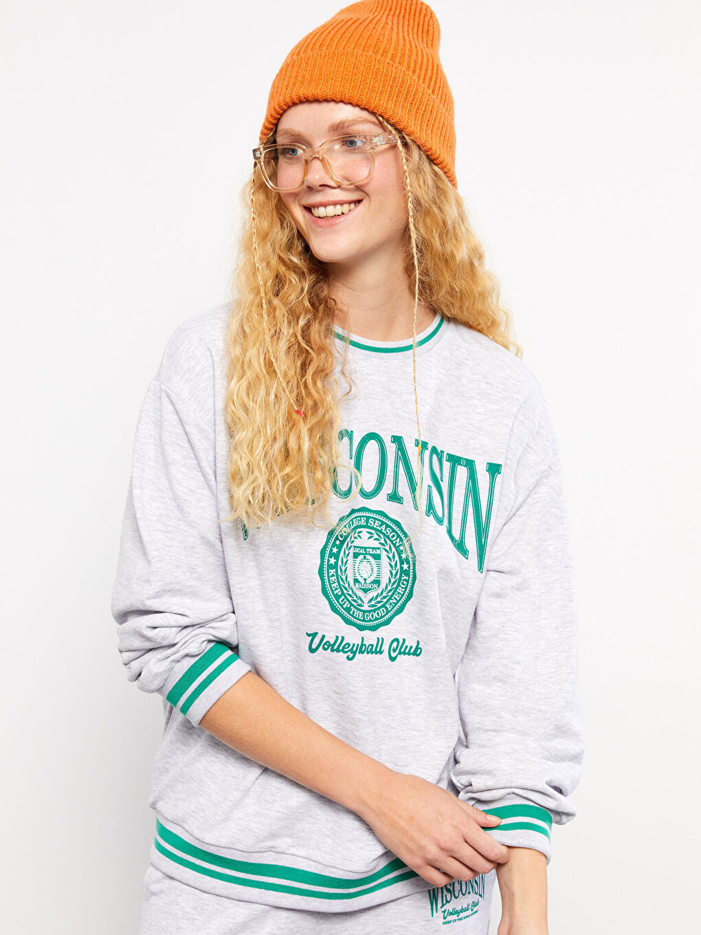 XSIDE Crew Neck Printed Long Sleeve Women's Sweatshirt -W2CN45Z8-LAL