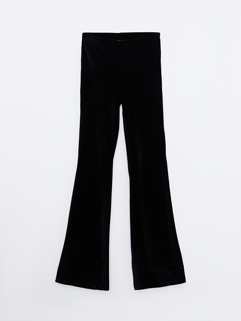 Siyah Standart Fit Düz İspanyol Paça Kadife Kadın Pantolon-5