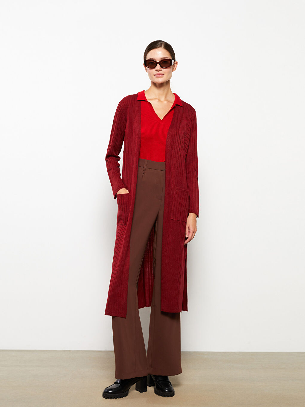 Shawl Collar Plain Long Sleeve Women's Knitwear Cardigan