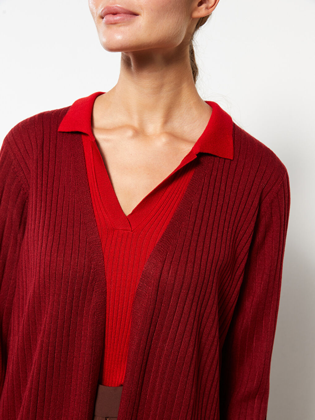 Shawl Collar Plain Long Sleeve Women's Knitwear Cardigan-3