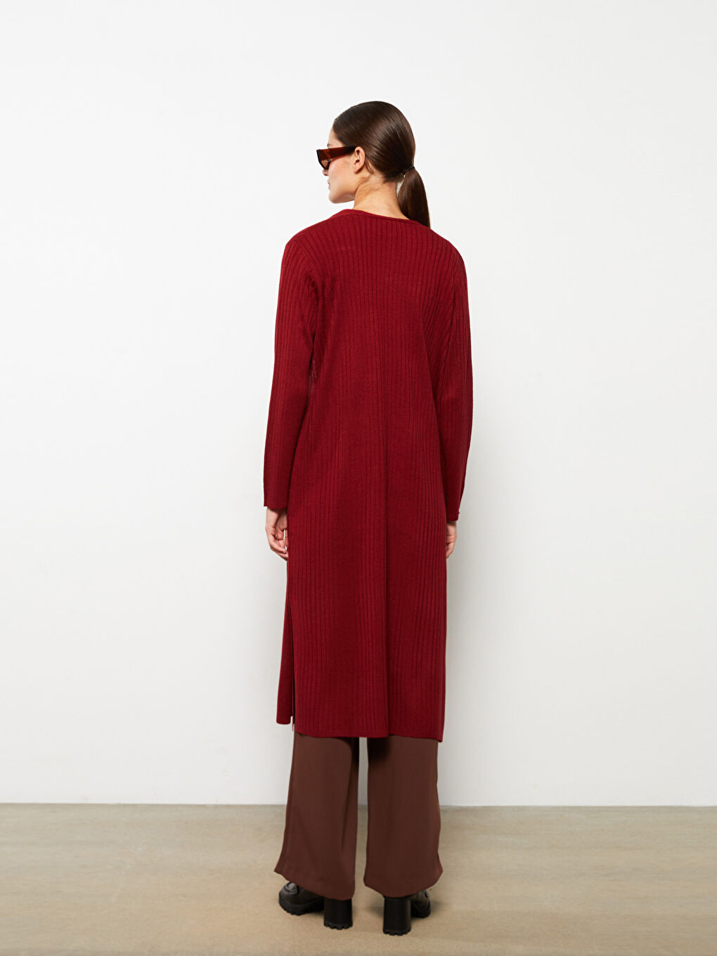 Shawl Collar Plain Long Sleeve Women's Knitwear Cardigan-4