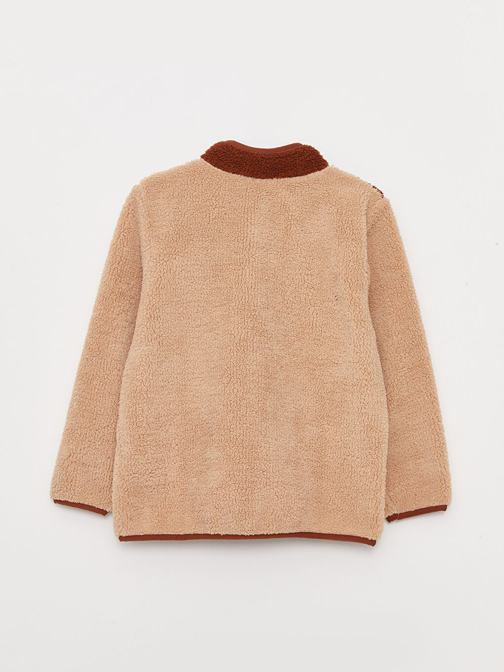 Stand Up Collar Color Block Long Sleeve Plush Boys Zippered Sweatshirt-1