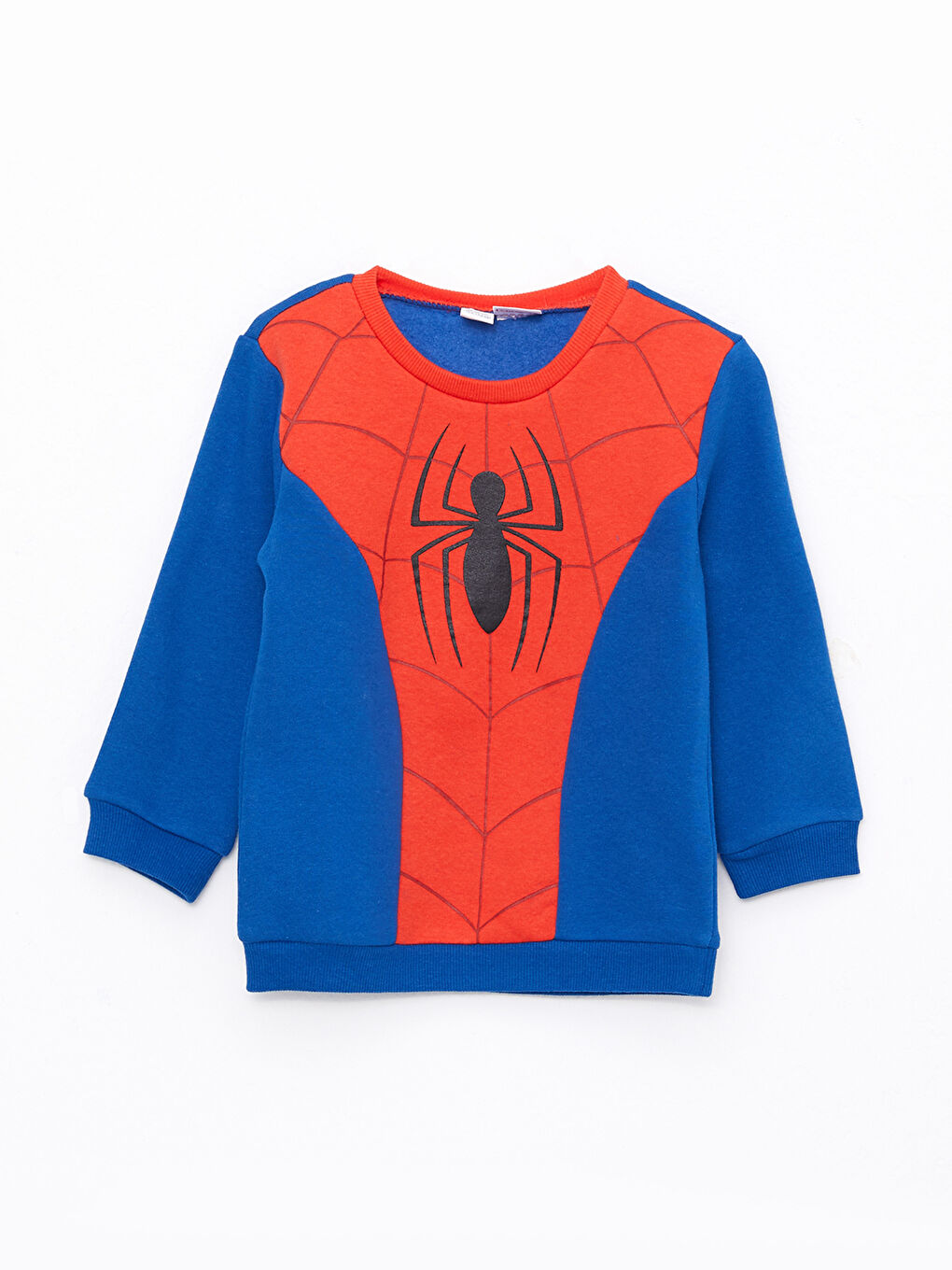 LCW baby Koyu Mavi Bisiklet Yaka Uzun Kollu Spiderman Baskılı Erkek Bebek Sweatshirt ve Eşofman Alt 2'li Takım - 4