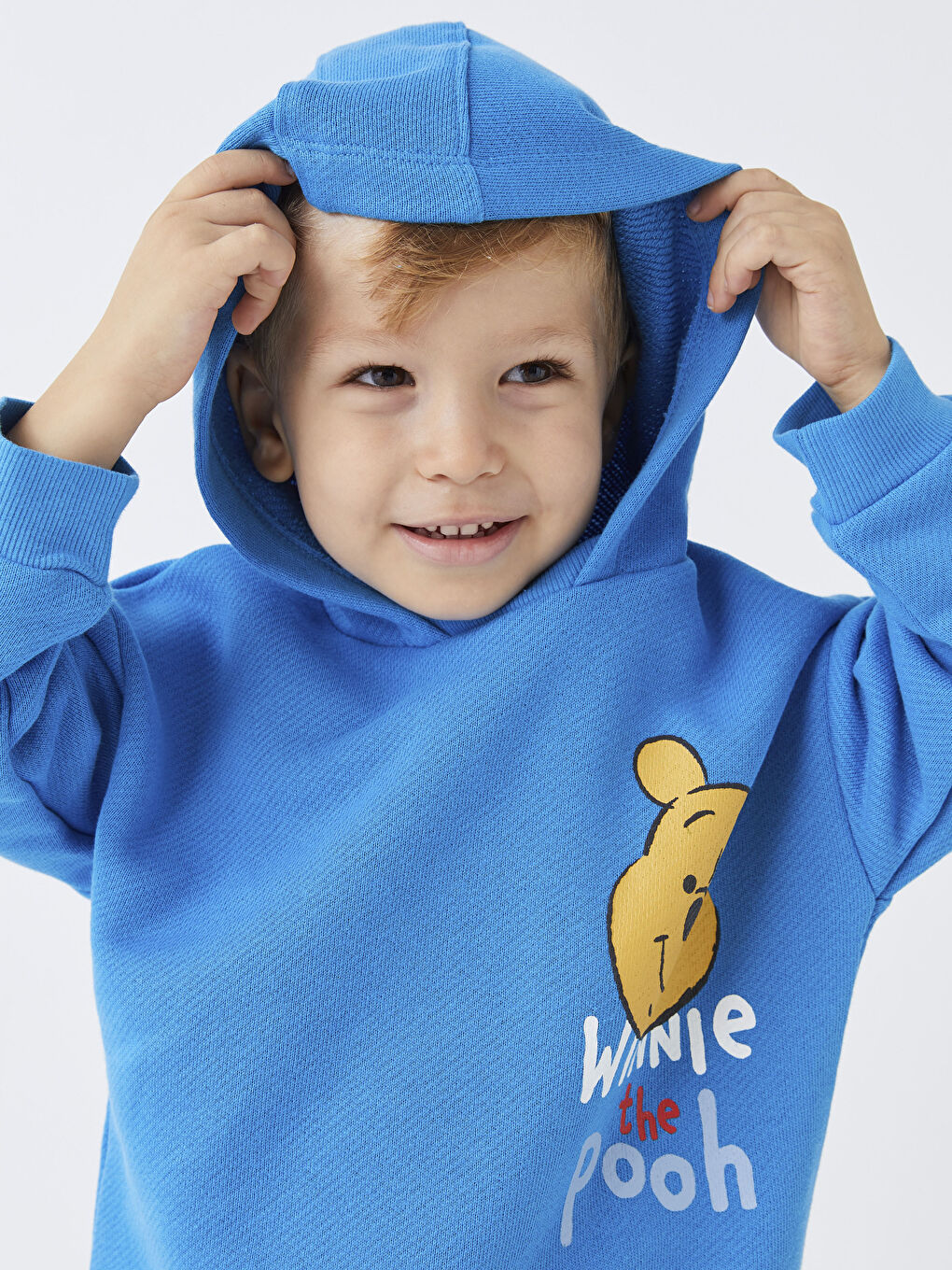 LCW baby Mavi Uzun Kollu Winnie the Pooh Baskılı Erkek Bebek Hoodie - 2