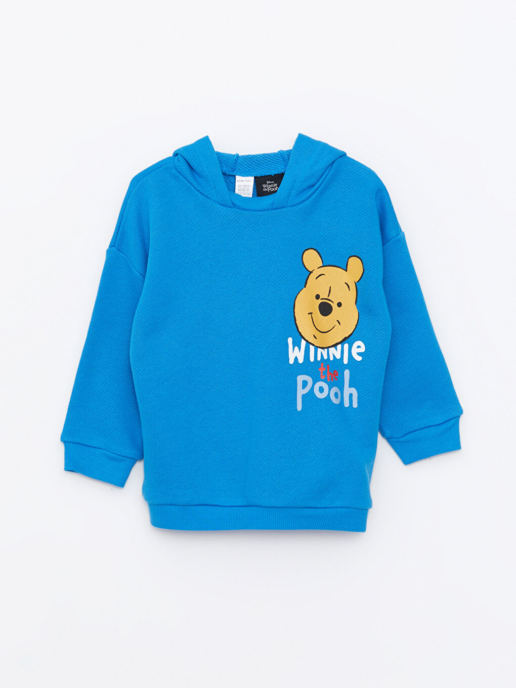 LCW baby Mavi Uzun Kollu Winnie the Pooh Baskılı Erkek Bebek Hoodie - 3