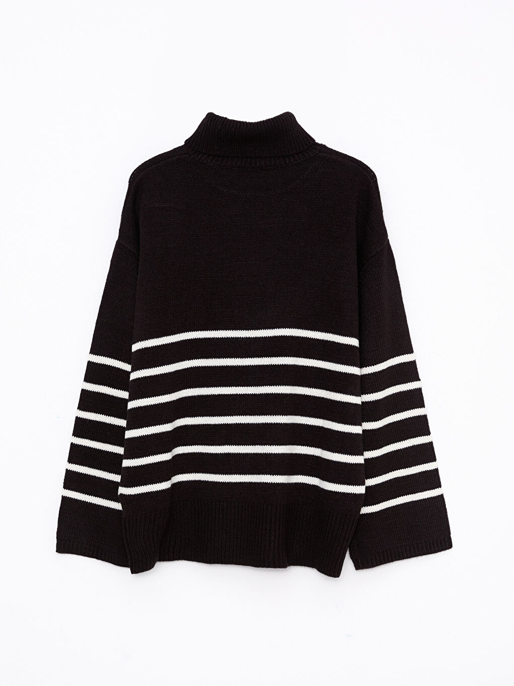 LCWAIKIKI Maternity Turtleneck Striped Long Sleeve Maternity Knitwear Sweater -W2CO80Z8-LEG