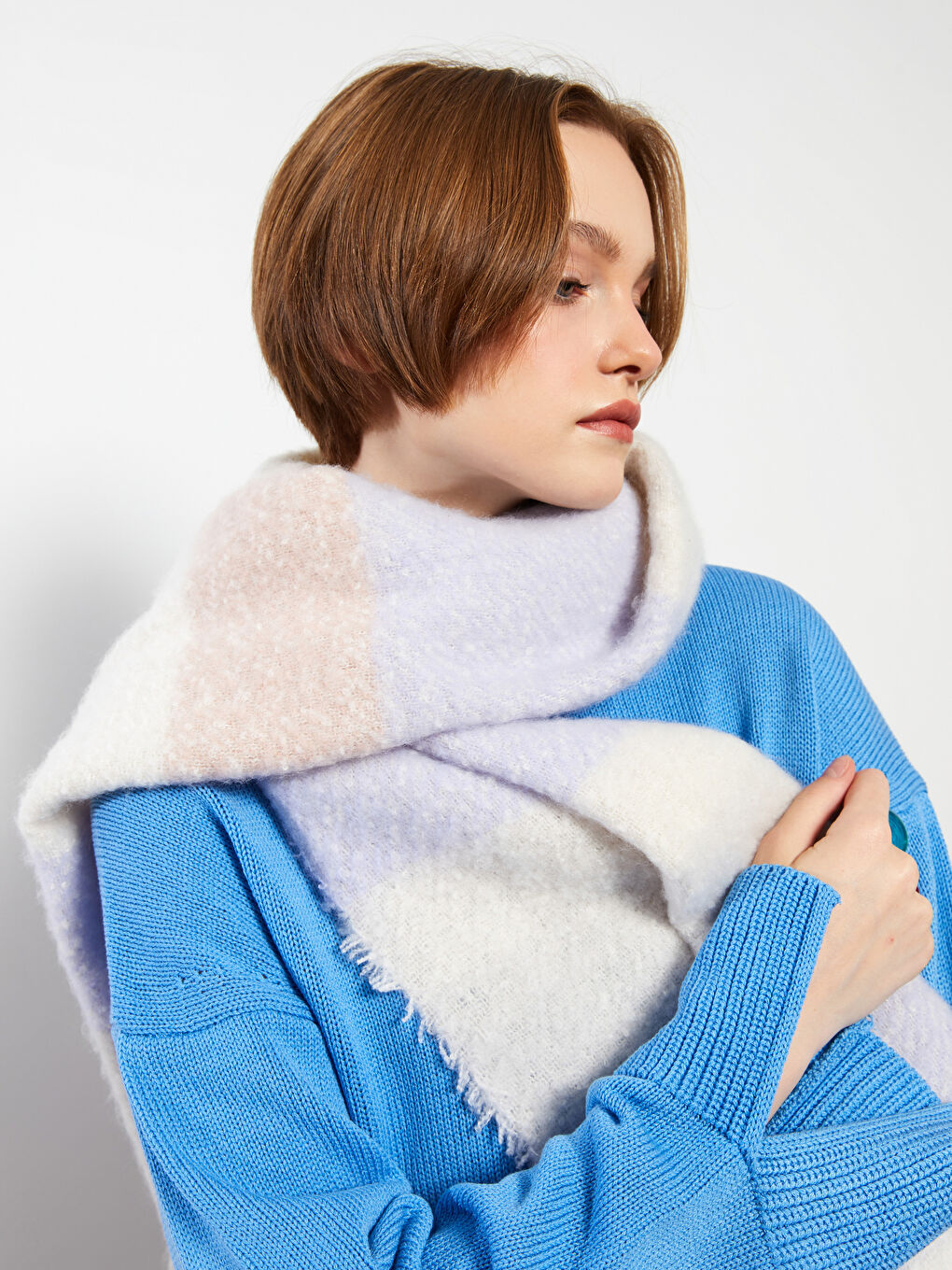 Color Block Fringed Women's Scarf