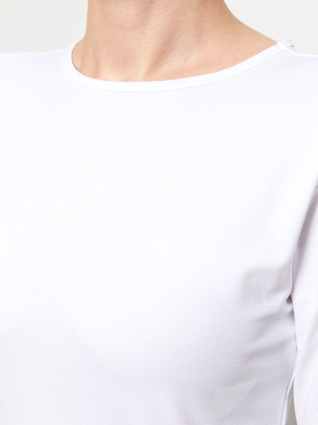 Beyaz Bisiklet Yaka Kadın Bodysuit-3