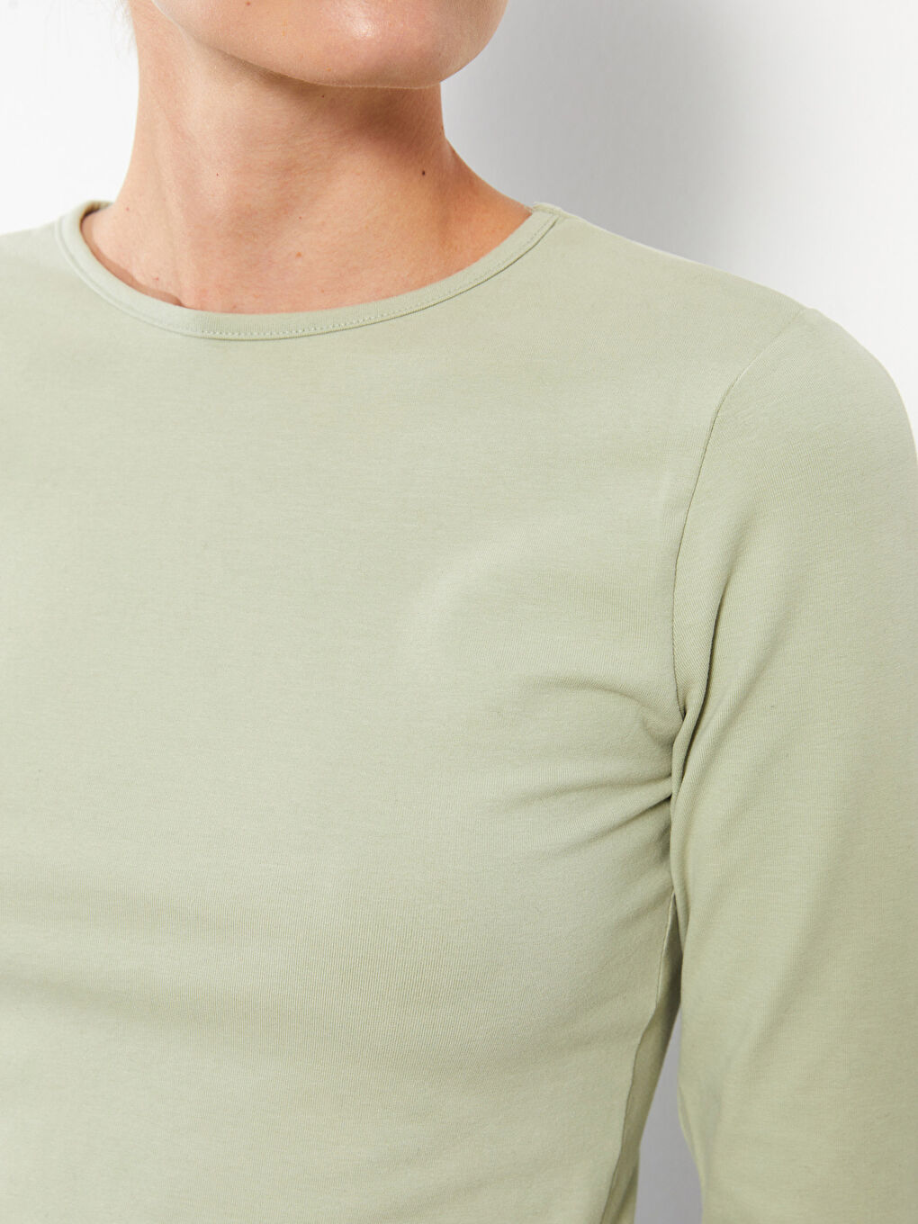 Yeşil Bisiklet Yaka Kadın Bodysuit-2