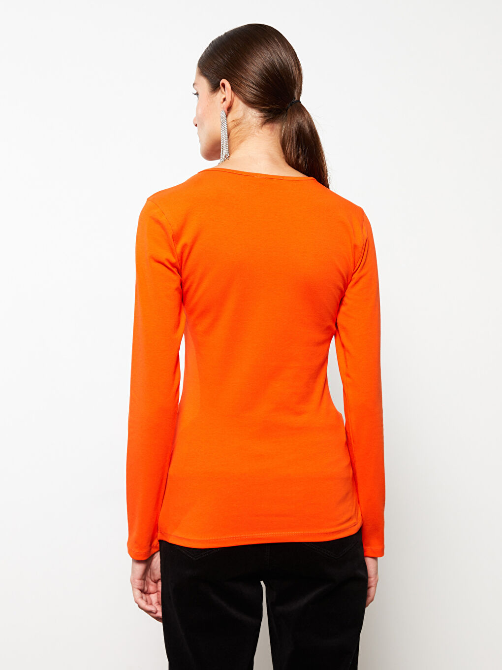 Kırmızı Bisiklet Yaka Kadın Bodysuit-4