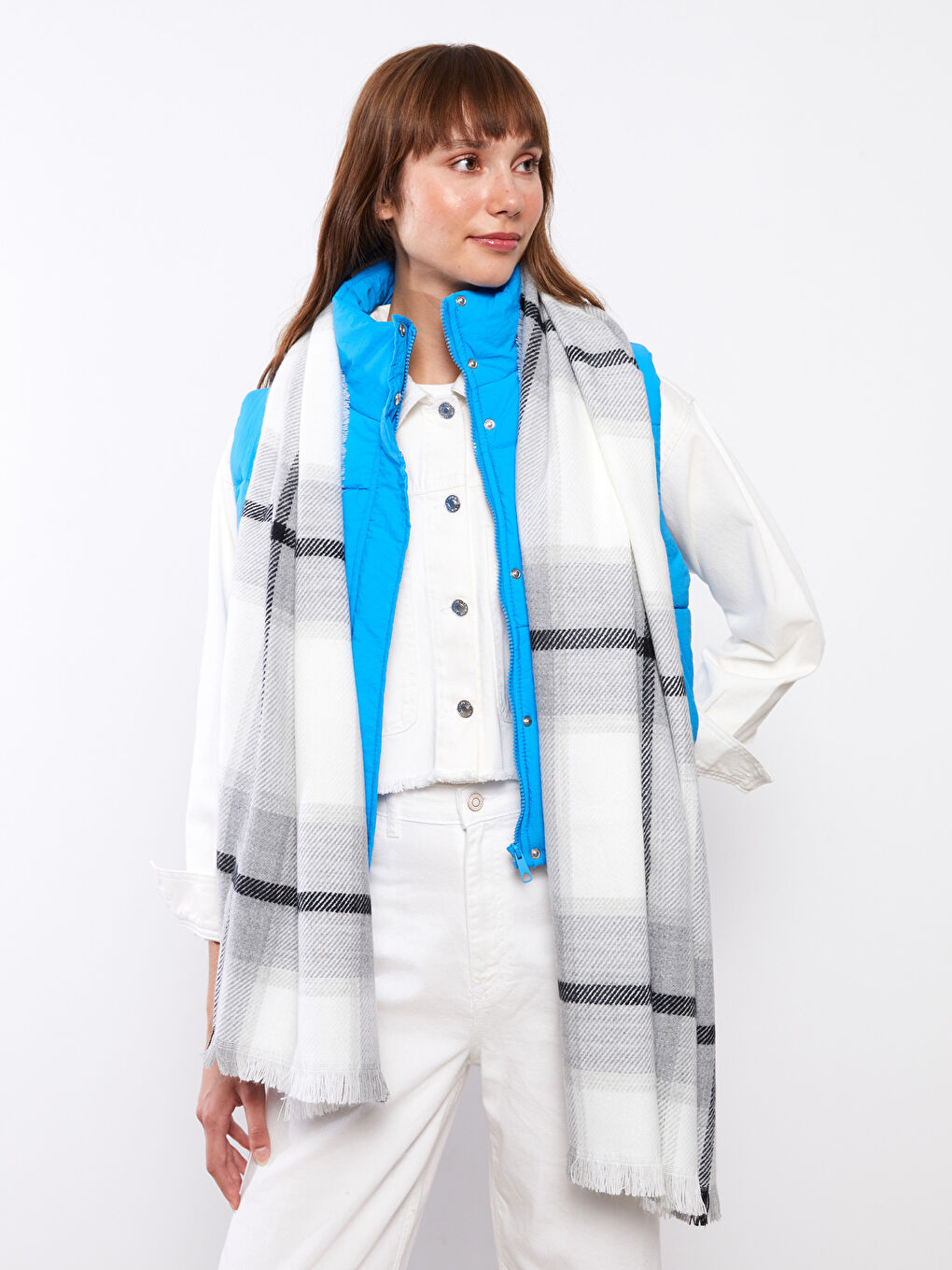 LCW ACCESSORIES Karierter Schal für Damen mit Fransen -W2CP05Z8-LPT