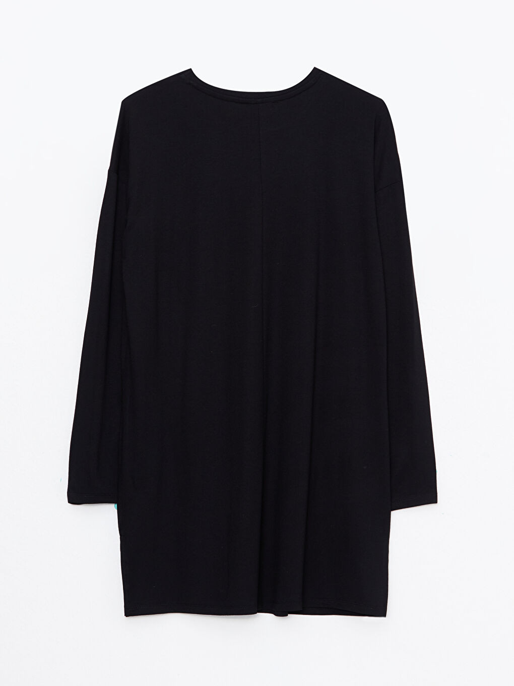 Siyah Bisiklet Yaka Düz Uzun Kollu Kadın Tunik-6