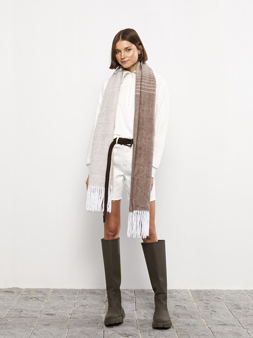 LCW ACCESSORIES Striped Fringed Women's Scarf -W2CP07Z8-L9M