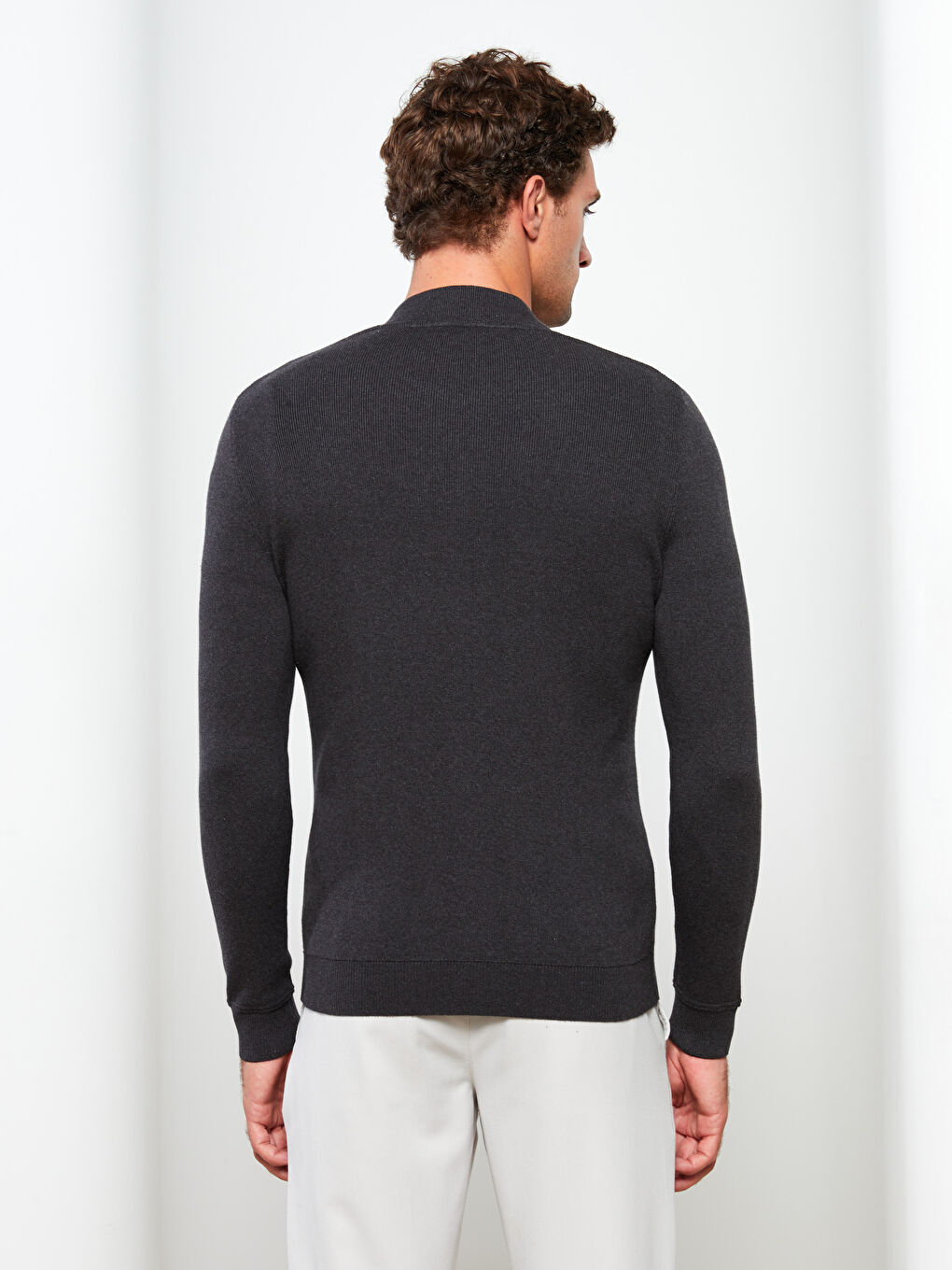 Cardigan Tricotat pentru Bărbați cu Guler Colegiu și Croială Standard-4