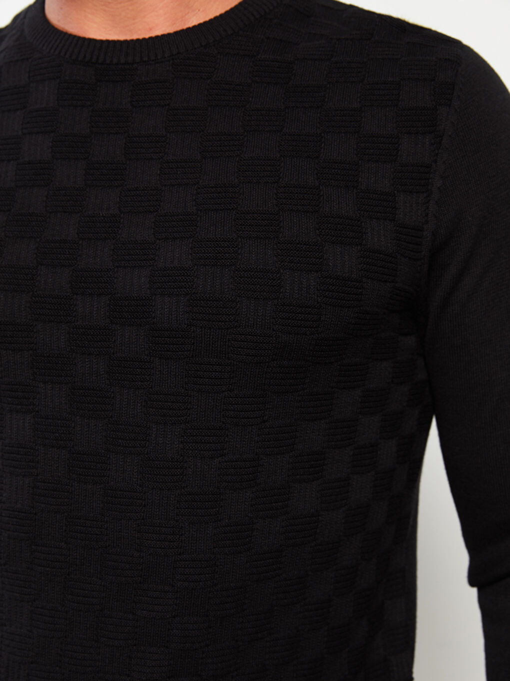 Пуловер с кръгло деколте, дълъг ръкав, с шарки, за мъже-3